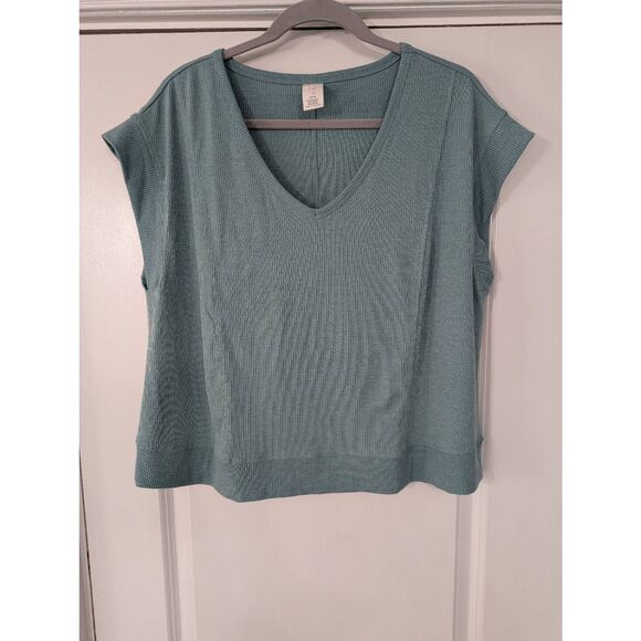Livi Active Ribbed Active wear Tank Top women's 14/16 sea foam green cap sleeve - Picture 1 of 6